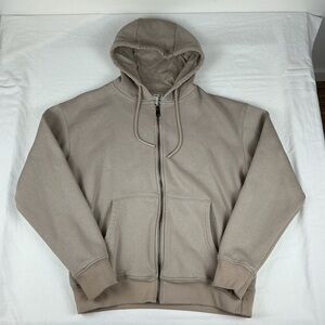 Denim &‎ Flower Men’s Zip-Up Hoodie Jacket, Beige,  Size Large
